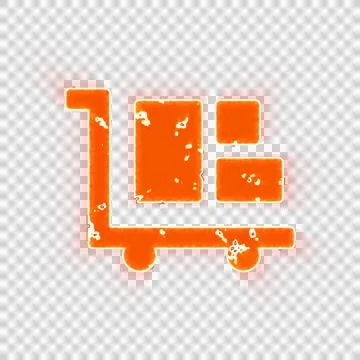 Burning icon dolly flatbed on transparent background. Looks like burnt paper Stock Illustration