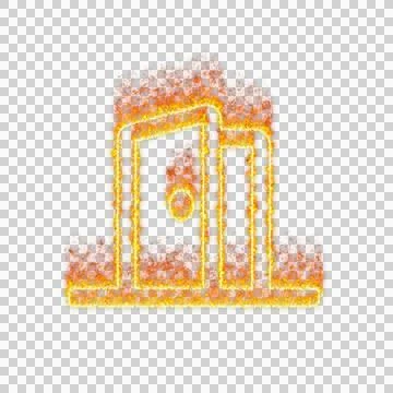 Burning icon door open on transparent background. Flames and small fire Stock Illustration