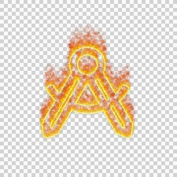 Burning icon drafting compass on transparent background. Flames and small fire Illustrazione stock