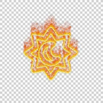 Burning icon eclipse on transparent background. Flames and small fire Ilustração Stock