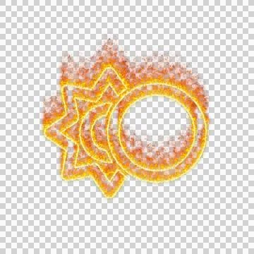 Burning icon eclipse on transparent background. Flames and small fire Ilustração Stock