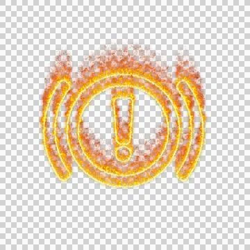 Burning icon engine warning on transparent background. Flames and small fire Stock Illustration