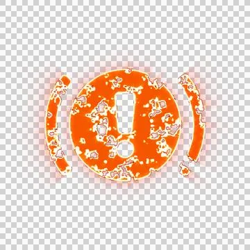 Burning icon engine warning on transparent background. Looks like burnt paper Stock Illustration