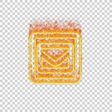 Burning icon envelope square on transparent background. Flames and small fire Stock Illustration