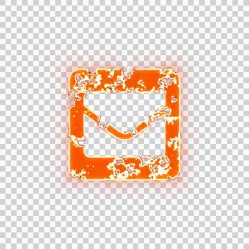 Burning icon envelope square on transparent background. Looks like burnt paper Stock Illustration