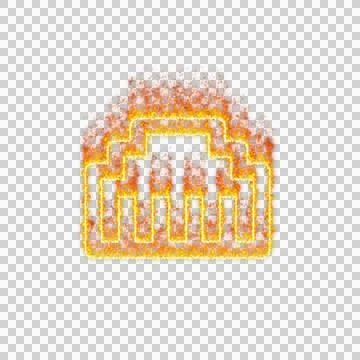 Burning icon ethernet on transparent background. Flames and small fire Stock Illustration