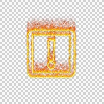 Burning icon exclamation square on transparent background. Flames and small fire Stock Illustration