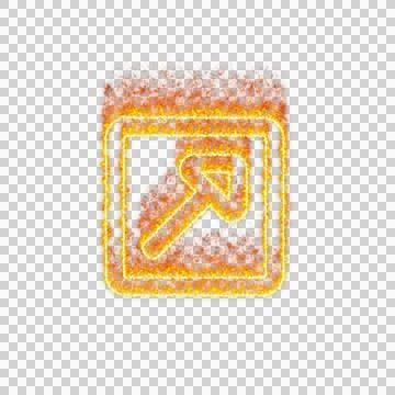 Burning icon external link square on transparent background. Flames and small Stock Illustration
