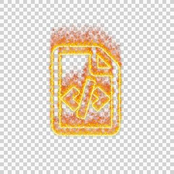 Burning icon file code on transparent background. Flames and small fire Illustrazione stock