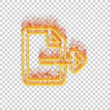 Burning icon file export on transparent background. Flames and small fire Illustrazione stock
