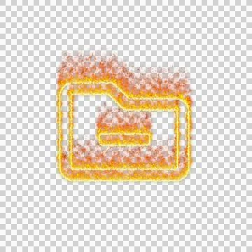 Burning icon folder minus on transparent background. Flames and small fire Stock Illustration