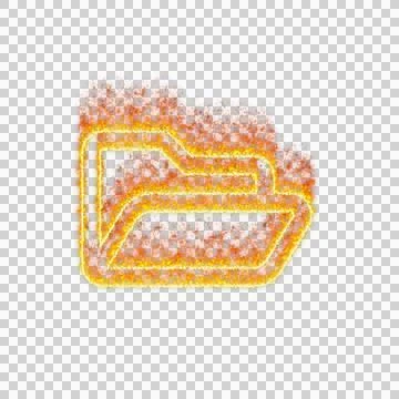 Burning icon folder open on transparent background. Flames and small fire Stock Illustration