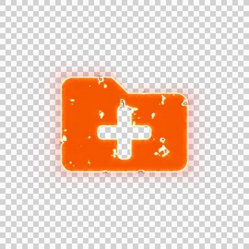 Burning icon folder plus on transparent background. Looks like burnt paper Illustrazione stock