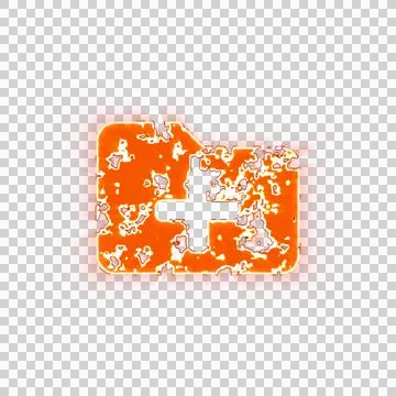 Burning icon folder plus on transparent background. Looks like burnt paper Stock-Illustration