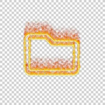 Burning icon folder on transparent background. Flames and small fire Illustrazione stock