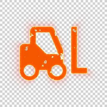 Burning icon forklift on transparent background. Looks like burnt paper Stock Illustration