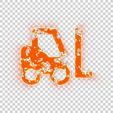 Burning icon forklift on transparent background. Looks like burnt paper Stock Illustration