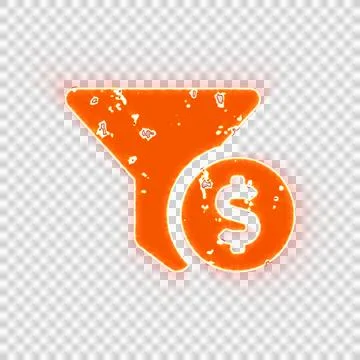 Burning icon funnel dollar on transparent background. Looks like burnt paper 스톡 일러스트