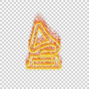 Burning icon gramophone on transparent background. Flames and small fire Stock Illustration