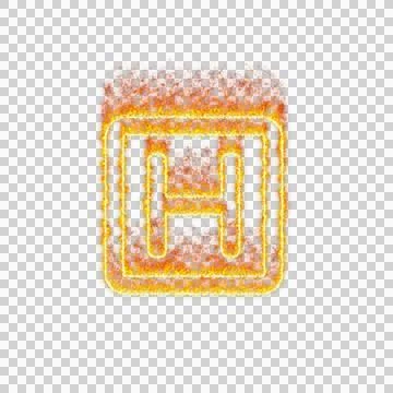 Burning icon h square on transparent background. Flames and small fire Stock Illustration