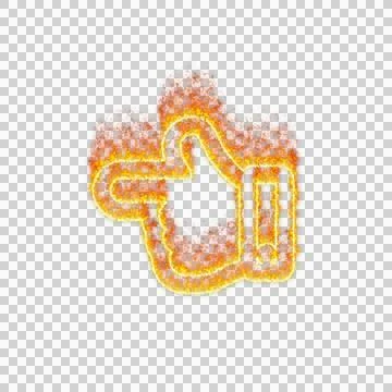 Burning icon hand point left on transparent background. Flames and small fire 스톡 일러스트