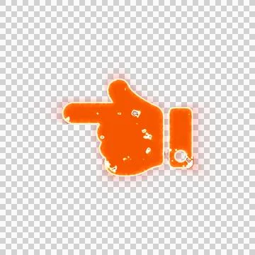 Burning icon hand point left on transparent background. Looks like burnt paper Illustrazione stock