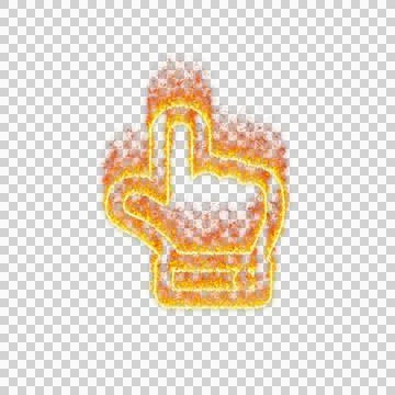 Burning icon hand point up on transparent background. Flames and small fire 스톡 일러스트