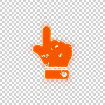 Burning icon hand point up on transparent background. Looks like burnt paper Illustrazione stock