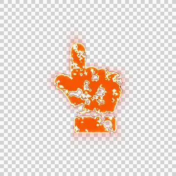 Burning icon hand point up on transparent background. Looks like burnt paper Illustrazione stock