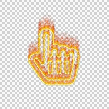 Burning icon hand pointer on transparent background. Flames and small fire Stock Illustration