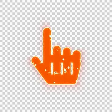 Burning icon hand pointer on transparent background. Looks like burnt paper Stock Illustration