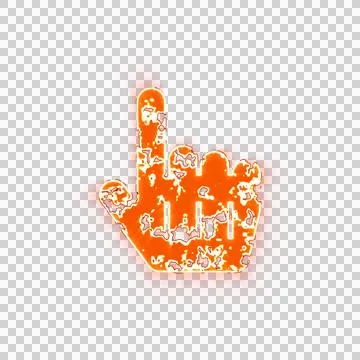 Burning icon hand pointer on transparent background. Looks like burnt paper Stock Illustration
