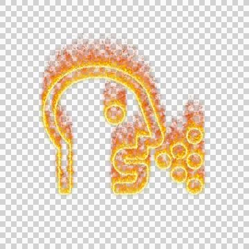Burning icon head side cough on transparent background. Flames and small fire Stock Illustration