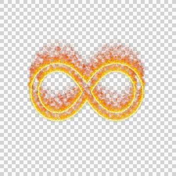 Burning icon infinity on transparent background. Flames and small fire Illustrazione stock