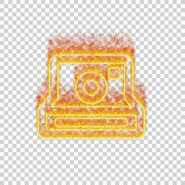 Burning icon instant camera on transparent background. Flames and small fire 스톡 일러스트