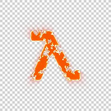 Burning icon lambda on transparent background. Looks like burnt paper 库存插图