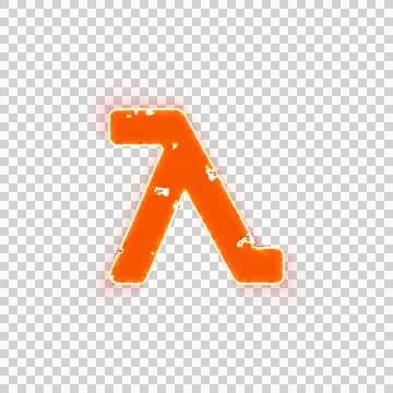 Burning icon lambda on transparent background. Looks like burnt paper Stock Illustration