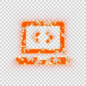 Burning icon laptop code on transparent background. Looks like burnt paper Illustrazione stock