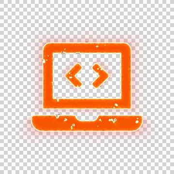 Burning icon laptop code on transparent background. Looks like burnt paper Illustrazione stock