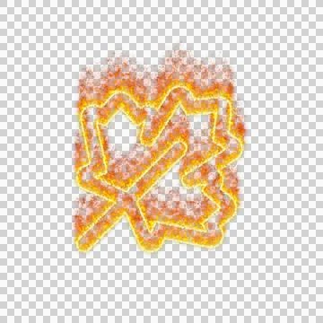 Burning icon leaf maple on transparent background. Flames and small fire Stock Illustration