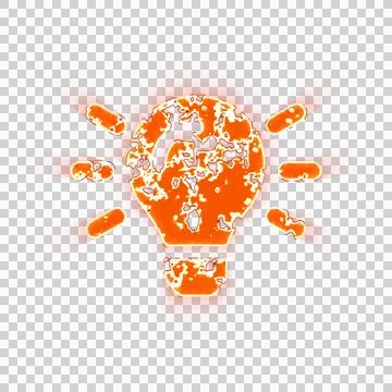 Burning icon lightbulb on on transparent background. Looks like burnt paper 스톡 일러스트