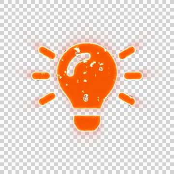 Burning icon lightbulb on on transparent background. Looks like burnt paper 스톡 일러스트