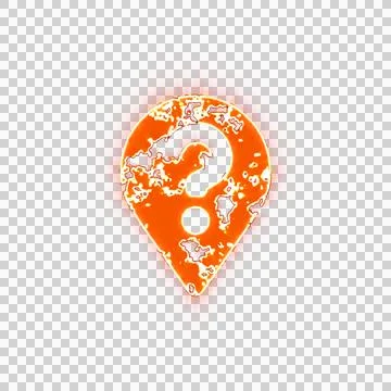 Burning icon map marker question on transparent background. Looks like burnt Stock Illustration