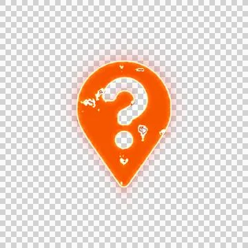 Burning icon map marker question on transparent background. Looks like burnt Stock Illustration