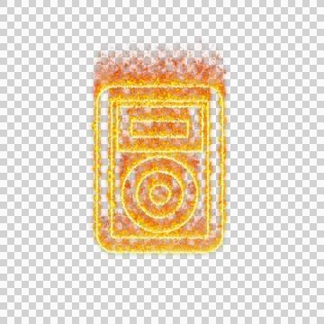 Burning icon mp3 player on transparent background. Flames and small fire Stock Illustration