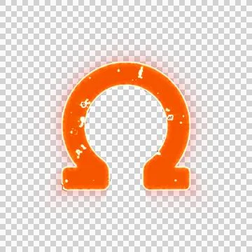 Burning icon omega on transparent background. Looks like burnt paper 스톡 일러스트