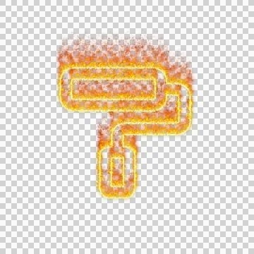 Burning icon paint roller on transparent background. Flames and small fire Stock Illustration