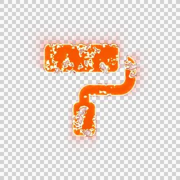 Burning icon paint roller on transparent background. Looks like burnt paper Stock Illustration