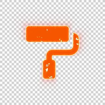 Burning icon paint roller on transparent background. Looks like burnt paper Stock Illustration