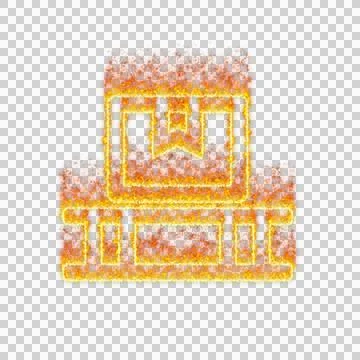 Burning icon pallet on transparent background. Flames and small fire 库存插图